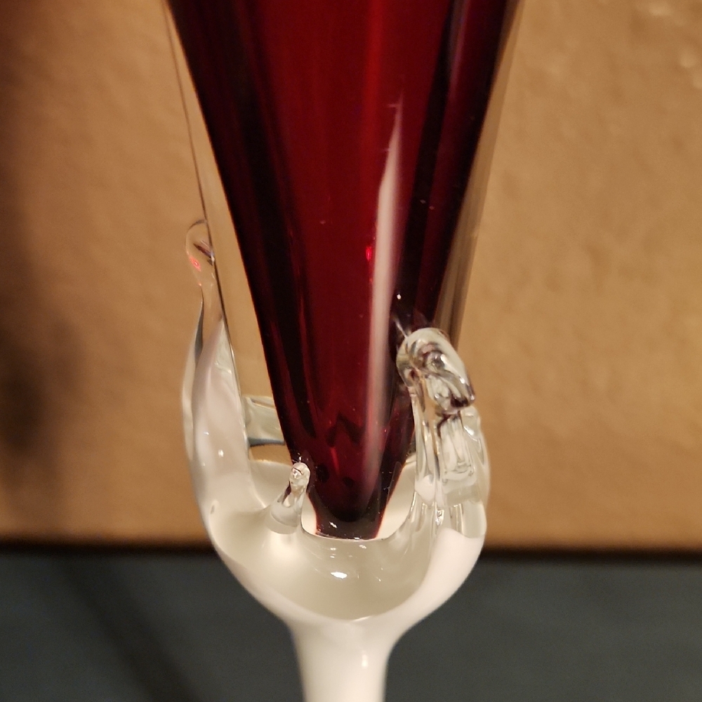 Ruby Red Art Glass Vase or Champagne Flute - Picture 2 of 11
